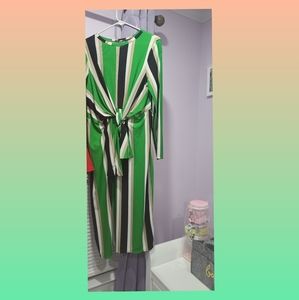 Green cross tie dress